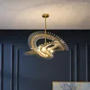 Lustres LED G9 Post Moderne Transparent Acrylique Bande Lustre Lampen Pour Salon Chambre À Manger Art Luxe Suspendu Lumière