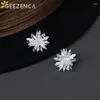 Orecchini con perno GEEZENCA 925 Sterling Silver 5A Zircone Fiore per le donne Estetica Gerbera Daisy Chic Orecchino 2024 Regalo del partito