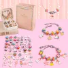 Composants Bracelet de perles ensemble de bricolage avec boîte de rangement pour filles cadeau acrylique européen grand trou perles fait à la main bricolage Kit de fabrication de bijoux