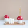 Candle Holders Mushroom Shape Holder Ceramic Candlestick Cup Mini Succulent Plant Pot Wedding Party Home Decor