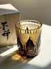Wine Glasses Japanese Edo Cut Crystal Glass Golden Chrysanthemum Flame Hand-carved Whisky Vintage Handicraft