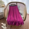 Skirts FANIECES Women Basic Solid Color Pleated Long Skirt Fashion All-match A Line Folds High Waist Spring Casual Ropa Femenina