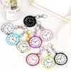 Multicolor Mini Round Case Nurse Pocket Watch Women Lady Girl Quartz Pendant Watches Arabic Number Luminous Dial Keychain Clock198c