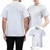 chef Top Short Sleeves Pocket Buckle Unisex Catering Work Clothes Plus Size Bakery Restaurant Chef Uniform Canteen Clothes F2vb#