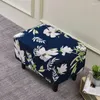 Chair Covers Floral Printed Footstool Cover Washable Spandex Ottoman Stool Slipcovers Dustproof Footrest Slipcover Furniture Protector Home