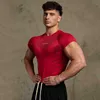 T-shirts pour hommes Été nouveau t-shirt pour hommes pour le sport et le fitness séchage rapide respirabilité haute élasticité vêtements ajustés gym course et entraînement clo J240330