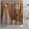 Shower Curtains Beautiful Christmas Tree Print Curtain Set With Anti Slip Toilet Mat Rug Carpet Bath Products Bathroom Home Holiday Decor
