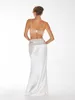 ワークドレスVCレディースドレスウェディングパーティーのゲストグリーブレスクロップトップロングスカートスーツ白い包帯の女性服