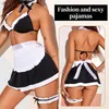 Conjunto sexy Nueva moda Sexy para mujer Cosplay Pajarita negra Ropa interior sexy Mujeres Cosplay exótico Conjunto de uniforme de mucama Y240329