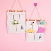 Storage Bags Cotton Black White Pattern Linen Easter Hanging Bag 3 Pockets Wall Mounted Wardrobe Hang Toy