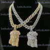 Naszyjniki wisiorek Hip Hop 5a+ CZ Stone utwardzony Bling Out Out Big Jezus Piece Pendants Naszyjniki dla mężczyzn biżuteria rapera z 14 mm łańcuchem kubańskim T240330