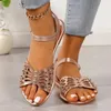 Casual Shoes Roman Summer Sandals Hollow Toe Retro Elegant and Fashion Women Comfort Office For Low Heel 2024