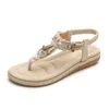 Scarpe casual estive per le donne Moda Sandali piatti con perline di cristallo della Boemia Infradito Slip On Sandali da spiaggia 35-42