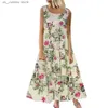 Basic Casual Dresses Jocoo Jol Bohemian Maxi Dress Women Casual Vintage Slveless O Neck Floral Print Loose Long Dress Oversized Beach Sundress T240330