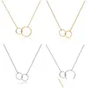 Pendant Necklaces Isang New Casual Double Circle Designer Necklace Sier Gold Chain Women Initial Eternity Interlocking Hoop Infinity D Dhigm