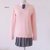 Herbst Japan Shcool Uniform für Mädchen und Jungen Studenten gestrickt V-Ausschnitt LG Ärmel Pullover Pullover Cosplay Kostüme 8 Farben O9eM #