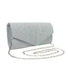 Pochette con diamanti di moda di lusso di design Nuova borsa da donna plissettata in raso per una borsa versatile per la cena