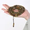 Strand Green Sandalwood Hand String Retro 108 Buddha pärlor halsband med flera cirklar för en jade män och kvinnor