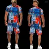 Męskie dresy Hip Hop T Shirt ITi Zestaw nadruku z krótkim rękawem Summer Casual T-shirt/Shorts/Dwuczęściowy garnitur 2023 Mass Men dostawa dhkxl