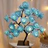 Table Lamps Led Lights Gift Home Room Decor Rose Tree Lamp Usb 24leds Flower For Party Wedding Christmas Electric Living