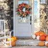 Decorative Flowers Maple Pumpkin Rattan Garland For Halloween Autumn Harvest Classic Durable And Reusable Door Hanger Hang Ornaments
