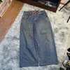 Мужские джинсы JNCO Вышитые карманные джинсы Мужские ретро Harajuku Мода Хип-хоп Рок Уличная одежда Мужские джинсы Y2K Повседневные широкие джинсы 2023 Новинка J240328