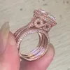 Rings Arrival Vintage Fine Jewelry 925 Sterling Sierrose Gold Cushion Shape White Topaz Cz Diamond 3Pcs Ring2687405 Drop Delivery Rin Dh7Nq