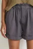 shorts femininos de verão com aba larga de linho