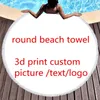 Serviette de plage ronde personnalisée en 3D pour adultes, couverture de bain imprimée, tapis de Yoga avec glands en microfibre, goutte de 150cm