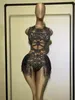 Crystal Nade Nude Dancer Body Abody Women Sleevel Elastic Rhineste Leotard Nightclub DS Dance Outfits M1ts#