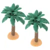 Decorative Flowers Landscaping Plant Ornaments Model Accessories 2pcs (PVC With Base Decor Fake Palm Tree