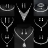 Waardevolle Lab Diamond Sieraden set Sterling Zilveren Bruiloft Ketting Oorbellen Voor Vrouwen Bruids Verlovingssieraden Cadeau F5LZ #