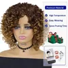 Nxy vhair wigs gnimegil kort afro kinky lockig peruk syntetisk ombre brun blondin för kvinnors sidodel bob värmebeständigt naturligt hår 240330