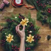 Dekorative Blumen, künstliche Weihnachten, Gold, Rot, Simulationsblume, Partyzubehör mit funkelndem Pulver, Weihnachtsbaumschmuck