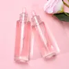 Storage Bottles Flat Square Rectangle Luxury 15ml 30ml 50ml 100ml Glass Dropper With Crystal Clear Collar For Serum Essential Oil