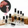 Bouteilles de stockage 20 pièces 5ml/10ml/15ml, flacons vides carrés/ronds transparents rechargeables pour vernis à ongles en verre avec capuchon de brosse pour exposition d'échantillons d'art