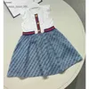 Gglies Luxury Girl Dress Pure Cottoneeveless Baby Skirt Size110-160 Summer Designer Child Dresses Splicing Design Kids Frock Jan10