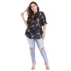 european And American Women's Loose Short-Sleeved T-Shirt Plus Size Women's Clothing Chubby Printed Chiff Shirt Big Size Top p63p#