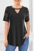 T-shirt da donna Plus Size Basic Solid Manica corta con scollo a V Casual allentato per il tempo libero Fi Summer Tee Top Cut Out Streetwear Top Q21Q #