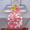 Chemin de table rose en fleurs en lin, chemin de table, foulards décoratifs, lavable, décoration de cuisine de ferme de vacances yq240330