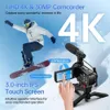 Professionell 4K -videokamera -videokamera med 10x Optisk zoom, 120x Intelligent Zoom, 30MP, 24FPS, Auto Focus, Vlogging Camera med mikrofon, stativ, pekskärm