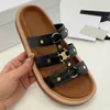 vintage rubber Slipper Mule lady Fashion Flat shoe Summer travel New loafers womans sandal buckle Sliders Leather luxurys Slide beach Casual Shoes Designer sandale