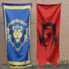 190cm mundo da guerra motim aliança horda bandeira jogo emblema banner oversize dacron azul vermelho bandeira casa festa cosplay acessório 240327