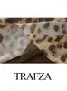 Arbeitskleider TRAFZA Mode Leopardenmuster Vintage Tube Tops für Frauen 2024 Frühling ärmellos schlank schick Tüll Neckholder Off-Shoulder-Top