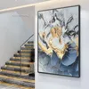 Modern Big Flower Art Interiör Oilmålning Abstrakt konstdekor Canvas målning för vardagsrum sovrum restaurang ingång väggmålning soffa bakgrund väggmålning handgjorda konst