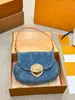 24SS Kvinnors lyxhandväska Designer denim Sunset Stor götväska Kvinnors handväska underarmsäck Crossbody Bag axelväska Purse 27 cm