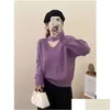 Pulls de paniers Plover Sweater Femme 2023 automne / hiver clouté Hollow Out Design solide Y Round Necy Trickear Femmes Slim Top Drop Del othyi