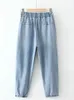 Plus size mulheres jeans cintura elástica cintura alta estiramento primavera verão estiramento denim jeans fino casual jeans para peituda senhora wear 240315
