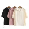 Nouveau 2023 Dames Printemps Été Plus Taille Tops pour femmes Grande Taille Manches courtes Col V Rose Hoode T-shirt Blouse 3XL 4XL 5XL 6XL H1X4 #