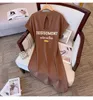 Talla grande L-4XL Impresión de letras Hollow Out Camiseta Dr Manga corta O Cuello Y2K Dres Summer Fi Robe Mujer Ropa casual G9mb #